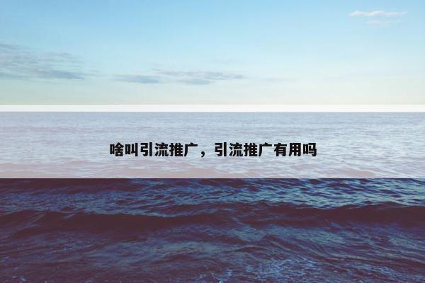 啥叫引流推广，引流推广有用吗