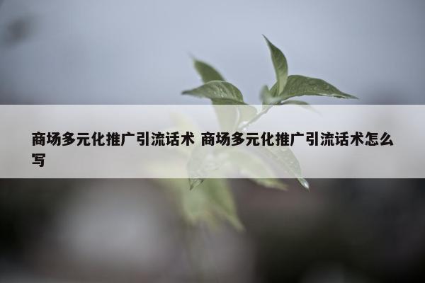 商场多元化推广引流话术 商场多元化推广引流话术怎么写