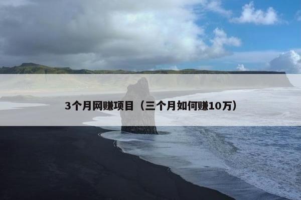 3个月网赚项目（三个月如何赚10万）