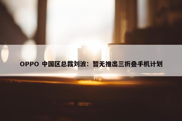 OPPO 中国区总裁刘波：暂无推出三折叠手机计划